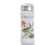 清風荷韻雙層金絲燙花陶瓷禮品杯